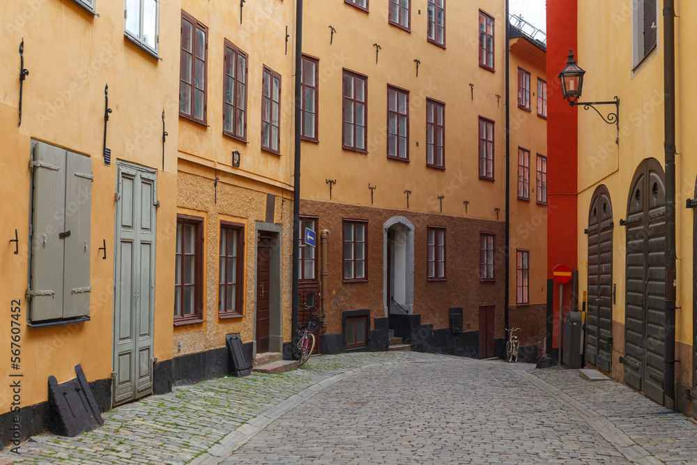 STOCKHOLM, SWEDEN - AUGUST 24, 2022: Streets of Gamla Stan (old town)