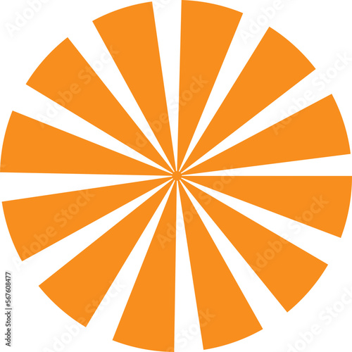 An abstract transparent sunburst shape design element.