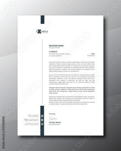 Business Letterhead Clean Template Design (ID: 567608804)