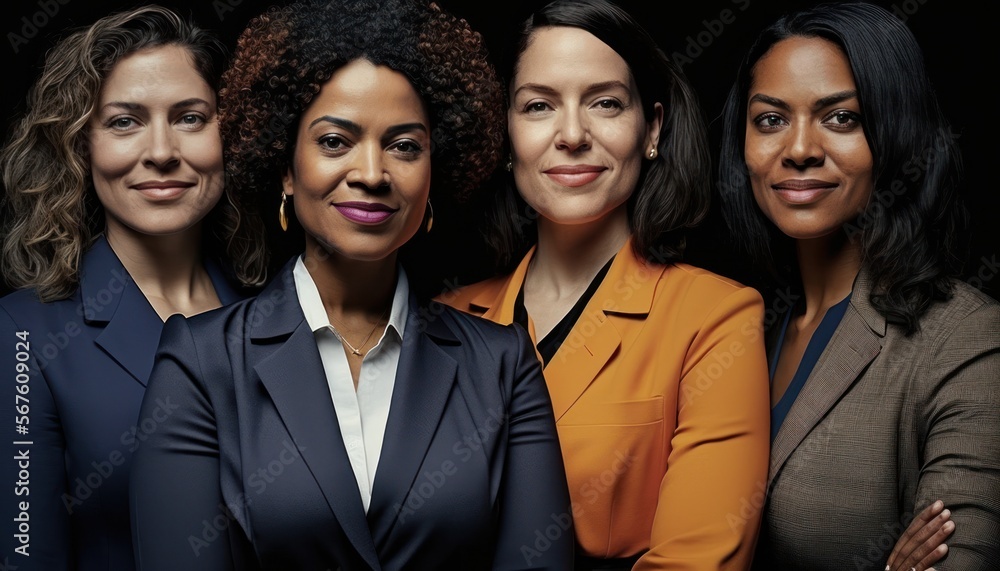 Empowering Women in Workplace Inclusivity: Celebrating International Women's Day with Diversity Equity Inclusion (DEI) in Politics Industry with Multiracial Female Politicians (Generative AI) - obrazy, fototapety, plakaty 