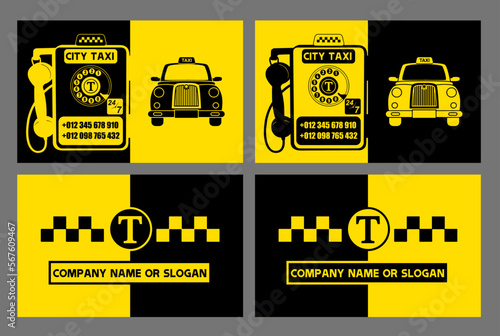 taxi driver or company business card in retro design