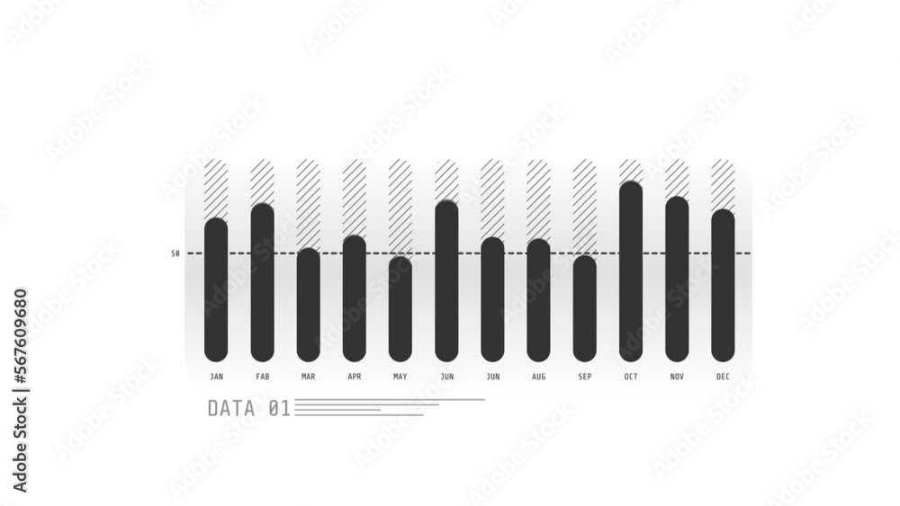 Animated HUD infographic element month column chart. Animated HUD infographic element month column chart.