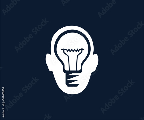 LIGHT BULB IDEAS LOGO, silhouette of smart brain vector illustrations