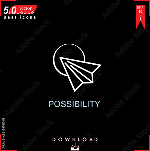POSSIBILITY icon vector on black background. Simple, isolated, flat icons, icons, apps, logos, website design or mobile apps for business marketing management,
UI UX design Editable stroke. EPS10