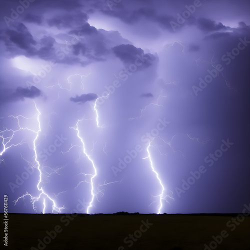 Lightning over stormy sky. Background. Generative AI