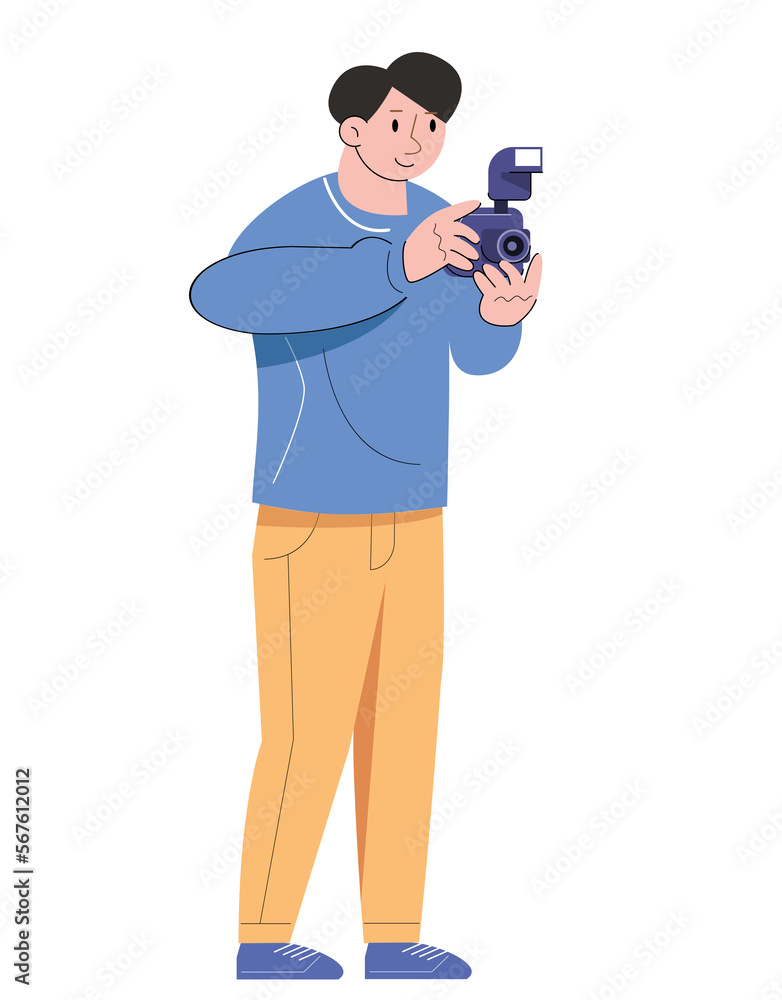 character with camera take a photo character with camera take a photo
