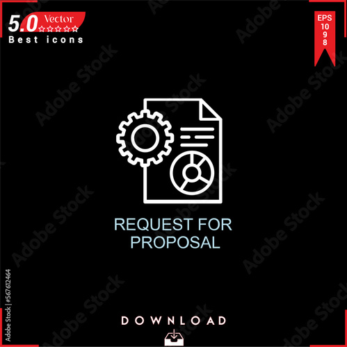 REQUEST PROPOSAL icon vector on black background. Simple, isolated, flat icons, icons, apps, logos, website design or mobile apps for business marketing management,
UI UX design Editable stroke. EPS10