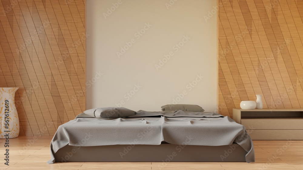 Luxury modern bedroom with decoration on 3d rendering. 3d render minimalist interior concept Luxury modern bedroom with decoration on 3d rendering. 3d render minimalist interior concept