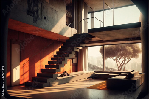 Modern Visionary Interior Design Concept with Futuristic Architecture concept. Ai generated