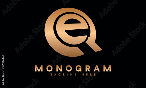 Alphabet EQ or qe letter abstract monogram vector logo template photo