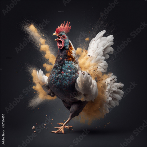 Crazy exploding chicken photo