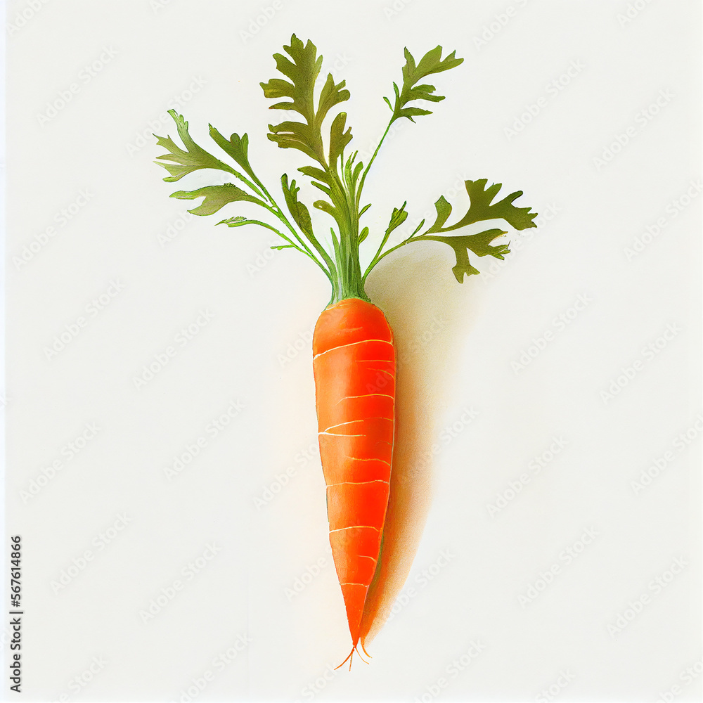 Illustration of a carrot on blank background. generative ai Illustration of a carrot on blank background. generative ai