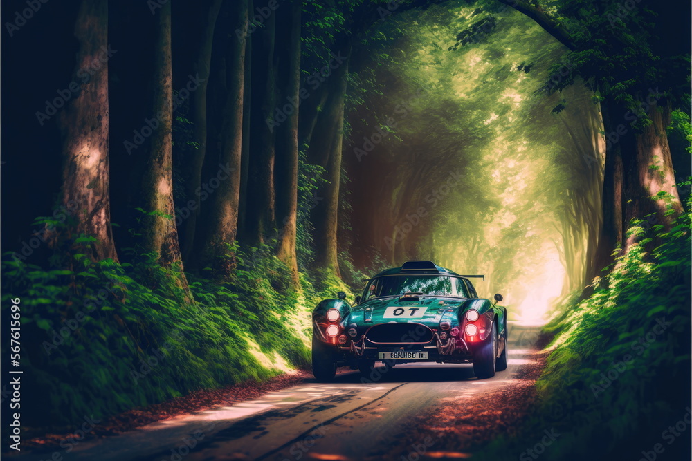 car driving through the forest, Made by AI,Artificial intelligence car driving through the forest, Made by AI,Artificial intelligence
