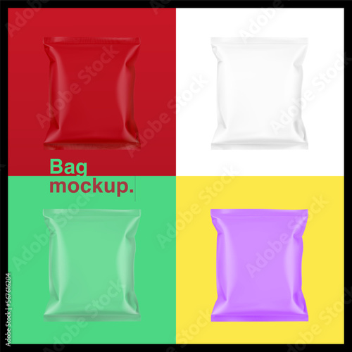 Blank pillow bag mockup isolated  on different background. Vector illustration ready and simple to use for your design. The mock-up will make the presentation look as realistic as possible. EPS10.