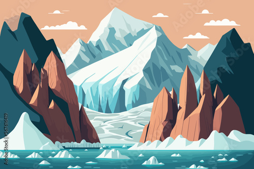 Glaciers and the icebergs of Antarctica nature landscape