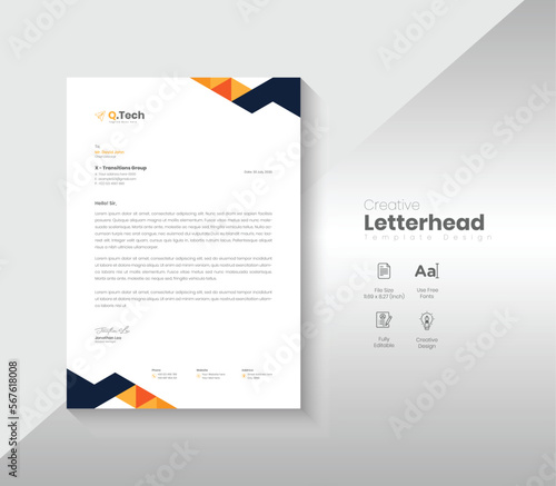 Modern Business Letterhead Template or Corporate Letterhead Design