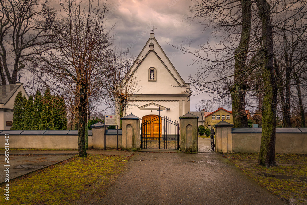 Historic small church in Marzenin village, Poland.