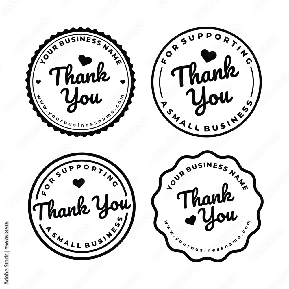 Set of thank you label badge