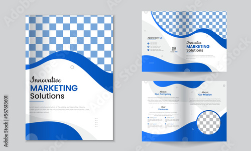  creative Brochure design template 2023, bi-fold corporate business brochure design template, Trendy minimalist flat with cover