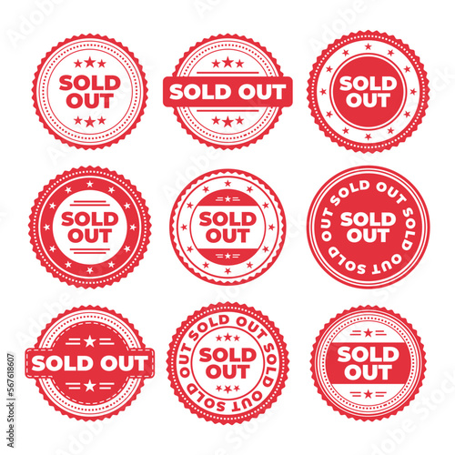 set of sold out label badges