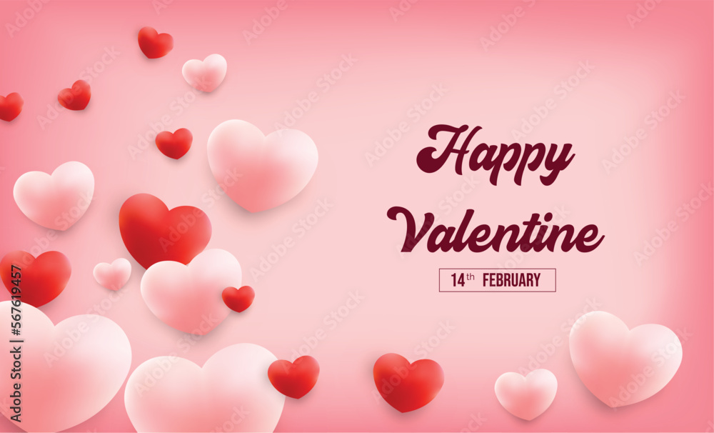 Valentines day greeting card sale background with Heart Balloons and clouds. Paper cut style. Can be used for Wallpaper, flyers, invitation, posters, brochure, banners. Vector illustration