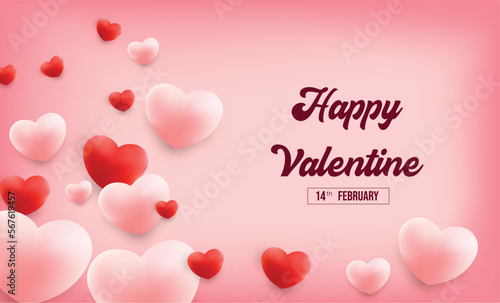 Valentines day greeting card sale background with Heart Balloons and clouds. Paper cut style. Can be used for Wallpaper, flyers, invitation, posters, brochure, banners. Vector illustration © ribelco