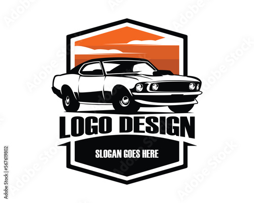 ford mustang 429 silhouette vector side view isolated white background. Best for logos, badges, emblems, icons, stickers and old auto transport industry.