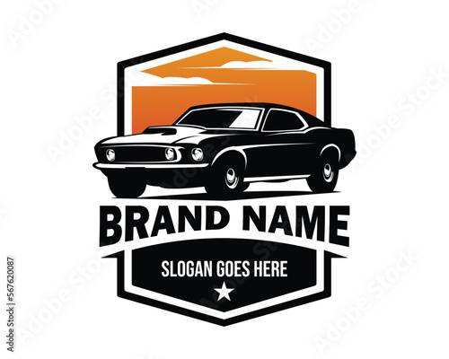 ford mustang 429 car. vector silhouette isolated on a white background showing from the side. Best for badge, emblem, icon, sticker design, auto industry.