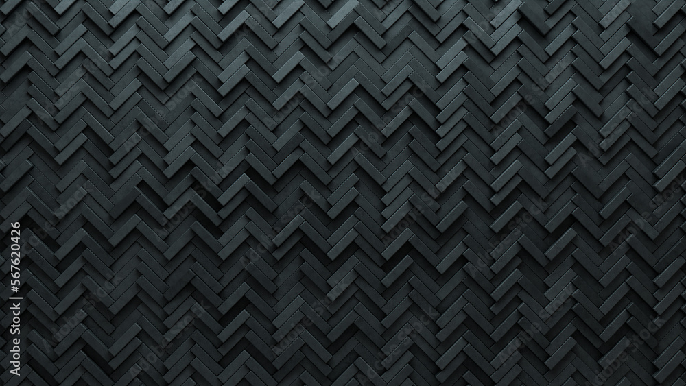 Futuristic, 3D Mosaic Tiles arranged in the shape of a wall. Semigloss, Herringbone, Blocks stacked to create a Concrete block background. 3D Render Futuristic, 3D Mosaic Tiles arranged in the shape of a wall. Semigloss, Herringbone, Blocks stacked to create a Concrete block background. 3D Render