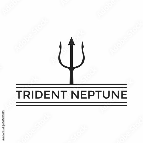 Trident neptune Vintage Retro logo design