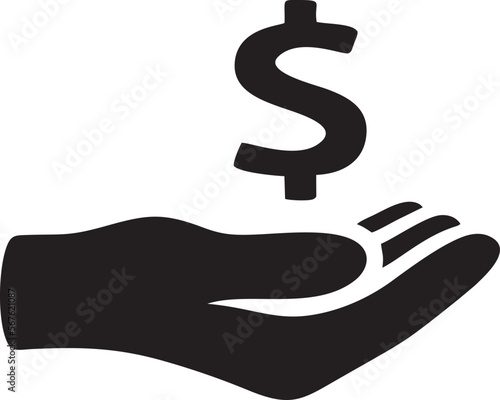 Hand icon symbol in black vector image , illustration of the human finger