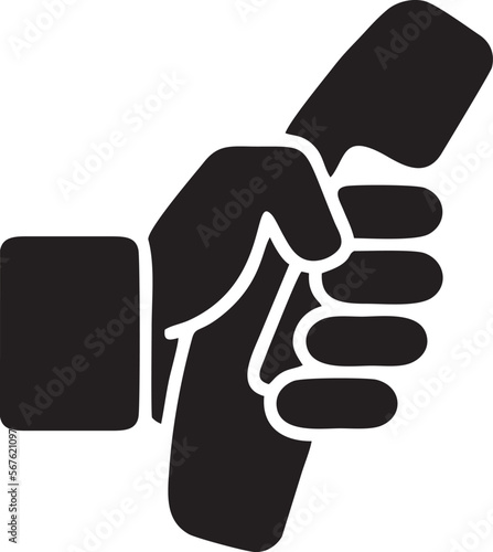 Hand icon symbol in black vector image , illustration of the human finger