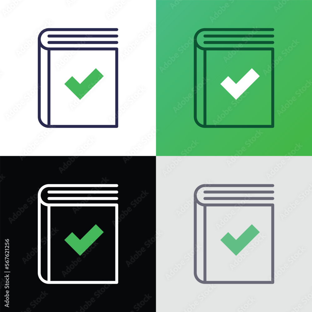 Book approved thin line icon. Accepted, certified. Modern vector illustration. Book approved thin line icon. Accepted, certified. Modern vector illustration.