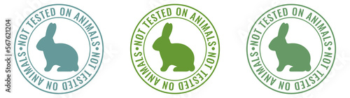 not tested on animals. Animal cruelty free symbol design. Product not tested on animals sign with  bunny rabbit stamp. Vector illustration.