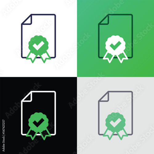 Document certified thin line icon. Diploma, certification, award, verified. Modern vector illustration.