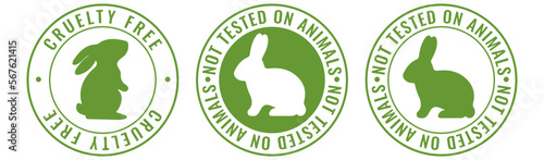 not tested on animals. Animal cruelty free symbol design. Product not tested on animals sign with  bunny rabbit stamp. Vector illustration.