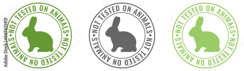 not tested on animals. Animal cruelty free symbol design. Product not tested on animals sign with  bunny rabbit stamp. Vector illustration.