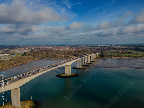 Stampa su tela A high angle view of the Orwell Bridge near Ipswich, Suffolk, UK