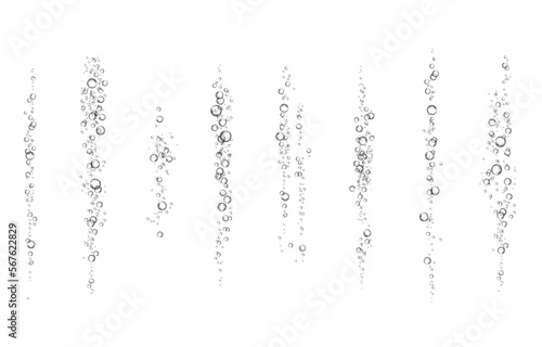 Oxygen air bubbles  flow  in water on white  background.