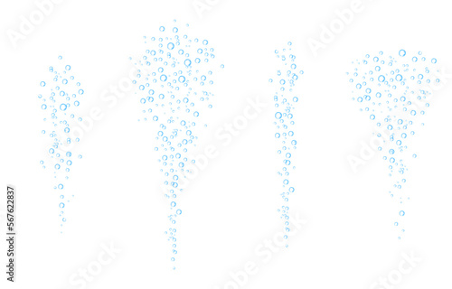 Oxygen air bubbles  flow  in water on white  background.