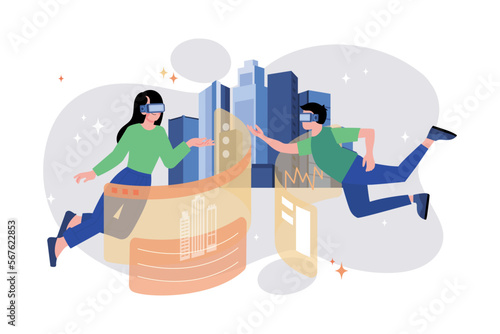 People working using metaverse