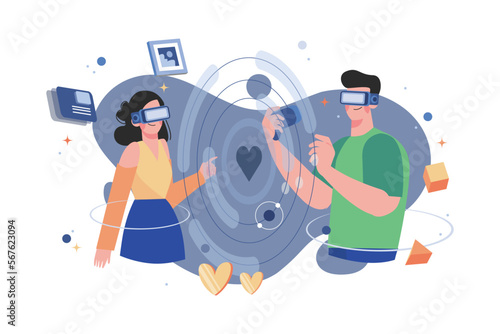 Couple using metaverse