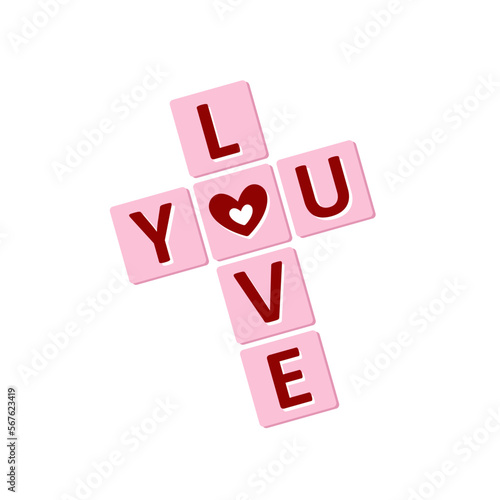 Crossword puzzle with the word - love you. to solve crossword puzzles.