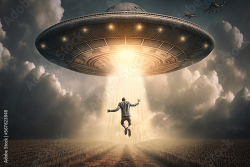 The Reality of Alien Abduction: Men Encountering UFOs
Generative AI photo