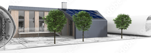 Bauplanung an einem öffentlichen Gebäude mit Solarmodulen III - 3D Visualisierung