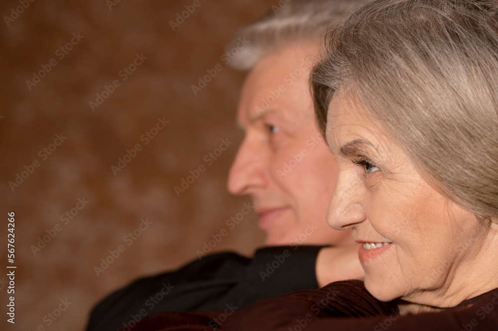 Close up shot of cheerful old couple at home Close up shot of cheerful old couple at home