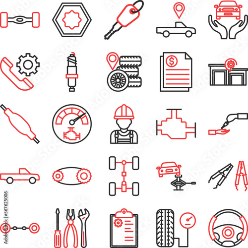 Car Repairing icons set, Car Repairing vector icon, Car Repairing icons pack, car service icons set, car service icons pack, auto service icons pack, car service outline dual icons set