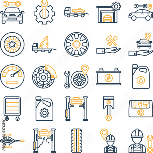 Car Repairing icons set, Car Repairing vector icon, Car Repairing icons pack, car service icons set, car service icons pack, auto service icons pack, car service outline dual icons set