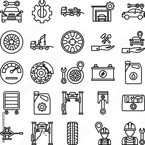 Car Repairing icons set, Car Repairing vector icon, Car Repairing icons pack, car service icons set, car service icons pack, auto service icons pack, car service outline icons set