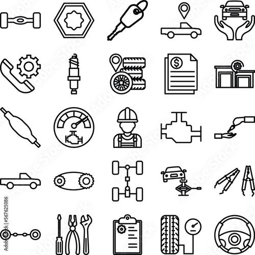Car Repairing icons set, Car Repairing vector icon, Car Repairing icons pack, car service icons set, car service icons pack, auto service icons pack, car service outline icons set